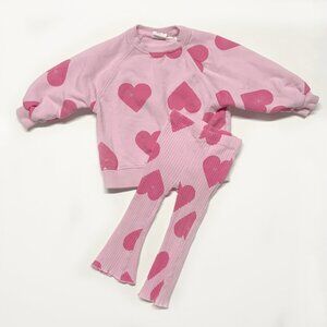 Zara Girls Heart Print Sweatshirt & Leggings Set